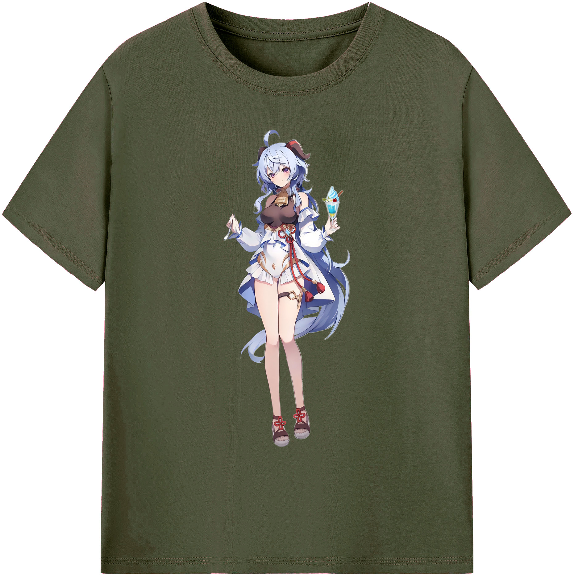 げんし神 甘雨 かんう genshin Ganyu 綿100％ メンズ半袖Tシャツ｜肌触りやわらか＆通気性